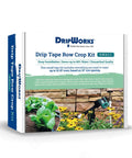 Box of Automated Drip Tape Irrigation Kit For Row Crops With Timer, farm grade components visible on packaging