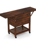 Wooden Patio Cooler Cart With 54 Quart Capacity Rolling Beverage Bar On Wheels With Bottle Opener Drain Plug And Locking Wheels Perfect For Poolside Backyards Parties And BBQs