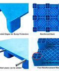 Heavy Duty Blue Plastic Pallet For Industrial Storage And Logistics Workhorse HDPE One Piece Pallet with reinforced features