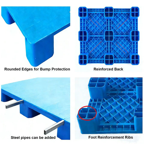 Heavy Duty Blue Plastic Pallet For Industrial Storage And Logistics Workhorse HDPE One Piece Pallet with reinforced features