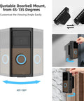 All Metal Anti Theft Ring Doorbell Mount Upgrade Kit With Adjustable Angle 45 To 135 Degrees installed on wall