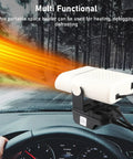 Kick Serious Heat On The Go With This Compact Battery Operated Car Heater Delivers Fast Windshield Defrost And Defog Power to clear frost.