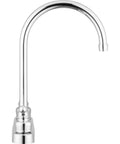 Modern High Arc Kitchen Sink Faucet With Polished Chrome Finish Two Lever Operation Aerated Water Stream To Minimize Splash