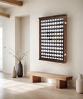 Roomy 120 Ball Golf Ball Display Case With UV Protection And Lockable Beech Wood Cabinet In Walnut Finish on modern wall
