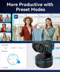 Next Level Dual Camera AI Powered PTZ 4K Webcam with preset modes and adjustable angles for efficient video calls.