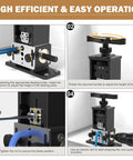 Professional Adjustable Wire Stripper Machine Featuring Zero Hassle Setup And Direct Drill Mount For Super Fast Cable Peeling Along With Interchangeable Plates, showing tool adjustments and operations.
