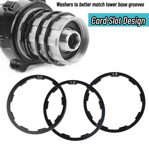 Three Size Cassette Spacer Set For Bikes 1Mm 1.5Mm 2Mm Headset And Flywheel Hub Spacers with card slot design