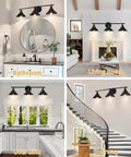 Farmhouse Vanity Lights Two Light Over Mirror Bathroom Fixture Matte Black Wall Sconces in various home settings