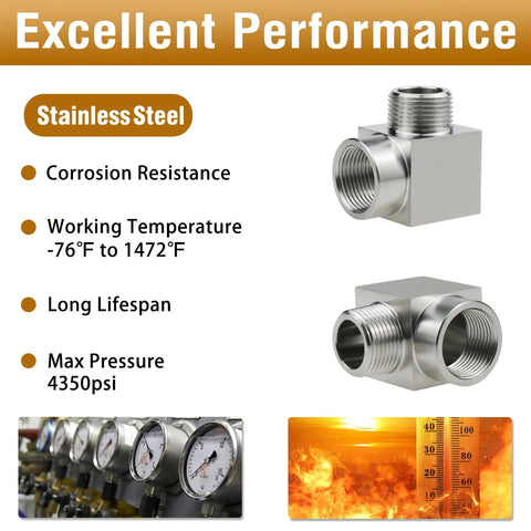 Napredak stainless steel 3/8 NPT 90-degree elbow, male-to-female forged street fitting
