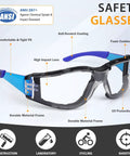 Rock Solid Two Pack Anti Fog Safety Glasses With Thick Foam Lined Gasket Secure Buckle Strap Ansi Certified in focus, showing durable frame and impact lens.