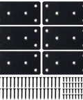 Heavy Duty Black Mending Plate For Wood Furniture Repair And Rock Solid Metal Brace Bracket With Rust Proof Finish and No Sweat Screw Set, 6 pack kit