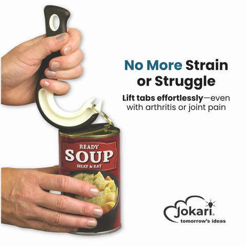 Ring Pull Can Opener For Soda And Food Cans Arthritis Friendly Non Slip Grip Nail Protection Senior And Kid Safe No Sweat Easy Pull Tab Tool Easy Open Black Dishwasher Safe opening soup can