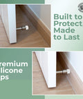 Premium Silicone Door Stopper Tips White Five Eighth Inch Replacement Caps Ten Pack Durable Door Stop Bumpers installed on door
