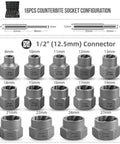 Heavy Duty Reverse Thread Impact Socket Set 1/4 3/8 And 1/2 Inch Drive Bits For Mechanic Pros Who Need Killer Gear To Smash Tough Jobs Without Any Frustration Or Slow Down Ever Again Today. 1/2 in Cr-Mo sockets