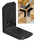 Heavy Duty L Brackets 4 Pack Beefy Carbon Steel Corner Braces 300 Pound Capacity 90 Degree Angle Supports For Wood Shelves Pergola Deck Fence And Furniture Black Powder Coated installed on pergola