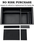 Black tray and mats for Center Console Organizer For 2014 To 2018 Silverado 1500, 2015 To 2019 Silverado 2500HD And 3500HD, 2014 To 2018 GMC Sierra 1500, 2015 To 2019 Sierra 2500HD And 3500HD, 2015 To 2020 Tahoe Suburban Yukon Full Console With Bucket Seats For Your Ride