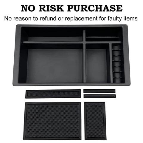 Black tray and mats for Center Console Organizer For 2014 To 2018 Silverado 1500, 2015 To 2019 Silverado 2500HD And 3500HD, 2014 To 2018 GMC Sierra 1500, 2015 To 2019 Sierra 2500HD And 3500HD, 2015 To 2020 Tahoe Suburban Yukon Full Console With Bucket Seats For Your Ride