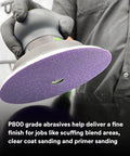 Pro Grade 6 Inch 800 Plus Grit Dust Extracting Sanding Discs Pack Of 50 With Multi Hole Pattern for Automotive Sanding in use