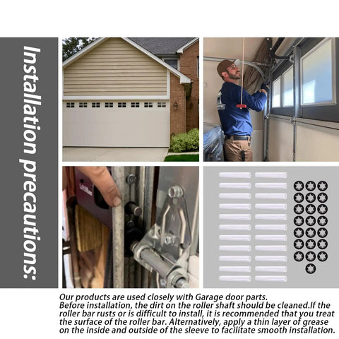 22Pcs Garage Door Quiet Hinge Sleeves And Shaft Gaskets Kit 11mm Inner Diameter 80mm Length Low Friction Durable Hinges For Smooth Open Close Maintenance, installation view