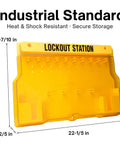 Wall-Mount Lockout Station dimensions view; Lockout Tagout Station Wall Mount Board For Ten Safety Locks Go-To LOTO Storage included