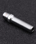 Upgrade Your Ride With Premium Extended Wheel Studs Kit Fit For Aftermarket Installations Featuring High Strength Steel And M12x1.5 Thread Pitch Plus 50mm Length Silver Finishing To Keep Wheels Secure. Single silver M12x1.5 50mm steel wheel stud on black background