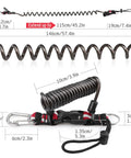Coiled Lanyard for Scuba Gear with Heavy Duty Stainless Steel Core and TPU Shell Tough as Nails Retractable Safety Cord dimensions