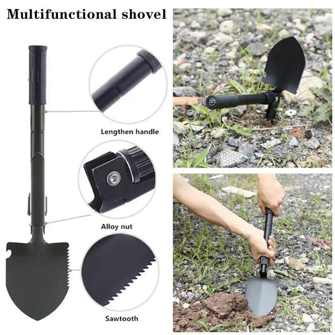 All In One Car Emergency Kit With 124 Pieces Roadside Safety Tools folding survival shovel with extendable handle