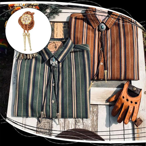 Must Have Bolo Tie Making Kit With 6 Alloy Cord Ends And 3 Iron Slide Clasps, Replacement Tips Buckle Accessories For DIY Western Neckties, Complete Craft Set For DIY Jewelry Making; striped shirts with bolo ties