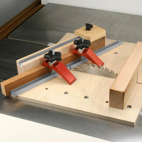 12 Inch Aluminum T Track Rails Set Of 2 With Double Cut T Slot for woodworking jigs installed on table saw with clamps