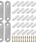 Flat Straight Brace Set 100 Pcs 2.2x0.6in Stainless Steel Shelf Brackets with screws, for cabinet mending and repair.