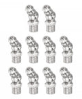 Nickel-Plated Iron 45-Degree Grease Fitting M8x1mm Thread Hydraulic Fittings Accessories 10 Pack for Heavy Machinery