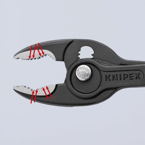 TwinGrip Adjustable Front Grip Pliers With Side Grip Push Button Adjust Tongue And Groove Joint Black, 200mm Length, Close-up