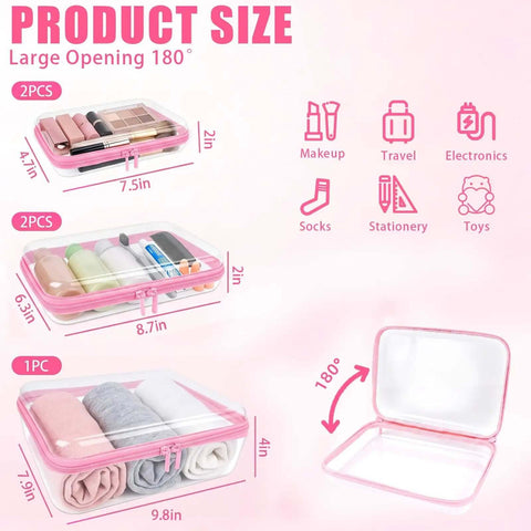 Straight Up Heavy Duty Clear Hard Shell Zipper Cases, Major Game Changer Diaper Bag Organizers, smooth travel storage for makeup and baby essentials organization.