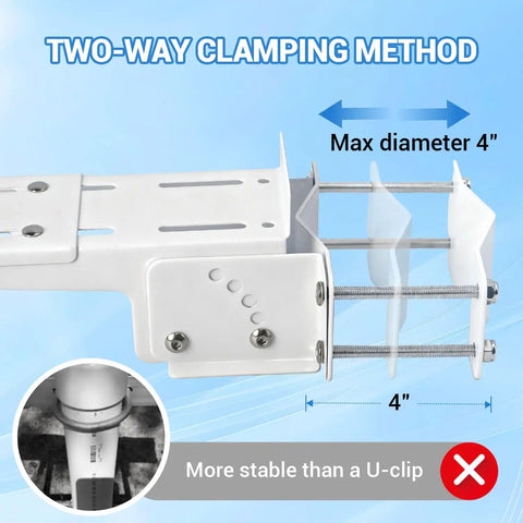 Pole Mount For Solar Panels With Adjustable Angle And Size Fits 5W To 50W Panels, durable weatherproof brackets with clamping method