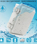 Ip67 Waterproof Electrical Junction Box In Grey Abs Plastic Includes Mounting Plate And Four Stainless Steel Wall Brackets For Outdoor Routers Switches Diy Projects And Built Tough For Any Weekend Warrior Setup with water droplets