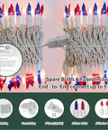 Patriotic String Lights Kit With Red White Blue Mini Lights On White Wire, 19.6 Feet, 100 Count, UL Listed, IP44 Water Resistant