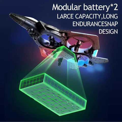 Dope Remote Control Drone For Kids 6 To 12 With Auto Hover And 360 Degree Flips modular battery close-up in green light