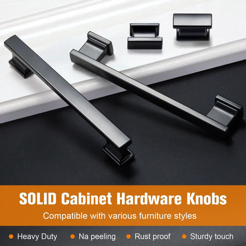 20 Pack Square Matte Black Kitchen Cabinet Knobs and Drawer Dresser Knobs for Cupboard Closet Bathroom Cabinets Dope Black Cabinet Hardware Solid Zinc Alloy arranged on white surface.