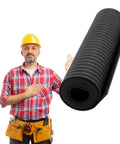 Top Notch Job Site Ready Heavy Duty Rubber Insulating Mat Badass Grip Non Slip Safety Cover for Electrical Rigs displayed with worker.