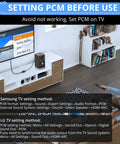 User setting PCM on TV for ARC To 3.5mm Audio Extractor For TV To Soundbar And Speakers Built In Amplifier 192kHz Ready
