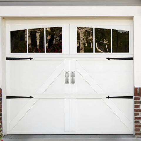 Stainless Steel Door Pull Handle With Plate Heavy Duty Barn Door Hardware for Shed Gate installed on white barn-style door