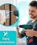 Man installing 2 Pack Door Reinforcement Lock For Front Door Home Security Upgrade, Heavy Duty Door Latch Reinforcer, using drill.
