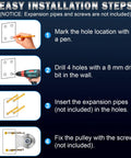 Installation steps for Beefy Stainless Steel Pulley Wheel For Rope And Cable Systems, Wall Mounted U Type Block 2 Pack.