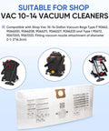 12 Pack Shop Vac Vacuum Bags For 10 14 Gallon Heavy Duty Type F And Type I High Efficiency Grime Busting Dust Collection Bags