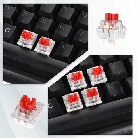 Red Switch Replacement Kit with 3 Pin Mechanical Keyboard Switches for crisp typing on black keyboard, universal use