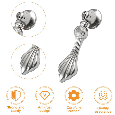 Six Pack Vintage Zinc Alloy Pendant Pulls Featuring Knockout Fluted Tear Drop Shape And Slick Silver Plate Finish for cabinet door hardware.