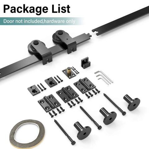 Heavy Duty Bifold Barn Door Hardware Kit 40 Inch Track System For Up To Two 19 Inch Panels, Mounting Hardware Displayed