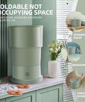 Foldable Mini Washer For Baby Clothes And Small Items in a home setting, showcasing compact foldable design suitable for apartments and travel.