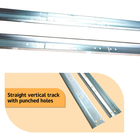 Garage Door Vertical Track Replacement Kit In Galvanized Steel Left And Right Rails For 2 Inch Light Commercial Side Tracks Universal 7 Foot Tall Doors Easy Installation Note Does Not Include Rollers Bolts Brackets Or Curved Tracks