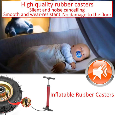 Heavy Duty Rubber Casters Set Of 4, Pneumatic Swivel Wheels That Roll Slick And Quiet, showcasing inflatable rubber casters.